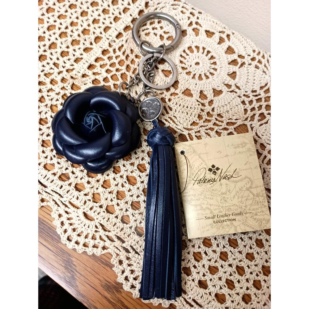 Patricia Nash rose keychain bag charm in oceano NWT